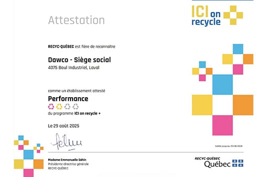 ESG - Certification ICI on recycle +